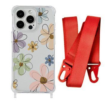 Чохол прозорий з ремінцем Print Flower для iPhone X | XS Spring Breeze/Red - ash-mobile.com.ua - фото 1