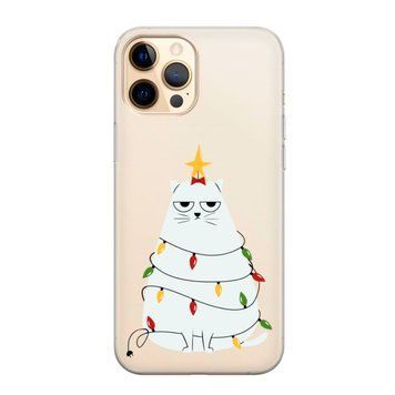 Чохол прозорий Print NEW YEAR для iPhone 12 PRO MAX Cat Garland - ash-mobile.com.ua - фото 1