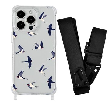 Чохол прозорий з ремінцем Print Happy Nice для iPhone 12 PRO MAX Swallows/Black - ash-mobile.com.ua - фото 1