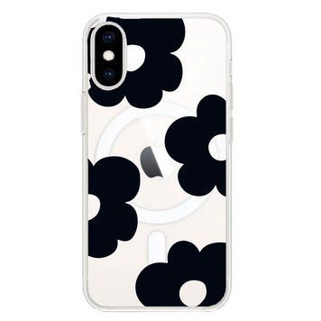 Чохол прозорий Print Flower Color with MagSafe для iPhone X | XS Black - ash-mobile.com.ua - фото 1