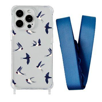 Чохол прозорий з ремінцем Print Happy Nice для iPhone 11 PRO Swallows/Blue Cobalt - ash-mobile.com.ua - фото 1