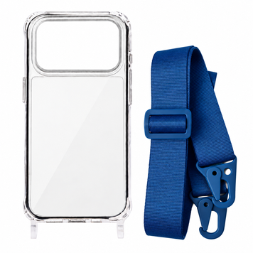 Чехол прозрачный с ремешком для iPhone 18 PRO MAX Blue Cobalt