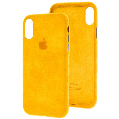 Чохол Alcantara Full для iPhone X | XS Yellow купити