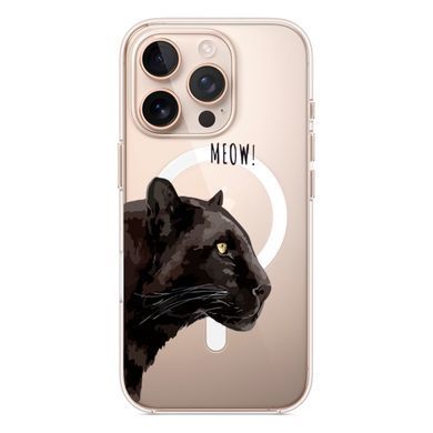 Чохол прозорий Print Meow with MagSafe для iPhone 17 PRO Pantera Black