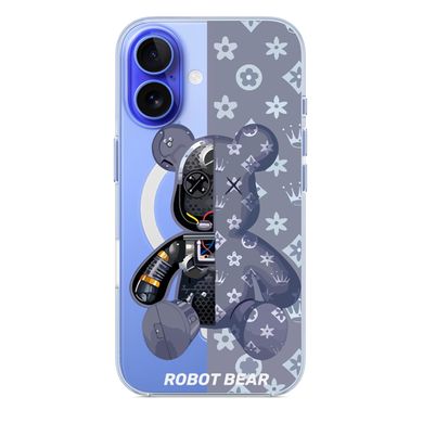 Чехол прозрачный Print Robot Bear with MagSafe для iPhone 16 Lavender Grey - ash-mobile.com.ua - фото 5