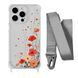 Чехол прозрачный с ремешком Print Flower для iPhone 14 PRO Autumn Blossom/Silver