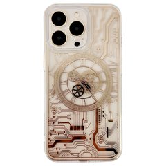 Чехол прозрачный Mechanical Watches Case with MagSafe для iPhone 14 Gold