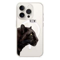 Чехол прозрачный Print Meow with MagSafe для iPhone 13 PRO MAX Pantera Black