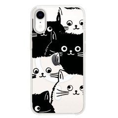Чехол прозрачный Print Animals with MagSafe для iPhone XR Cats Black/White купить