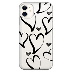 Чехол прозрачный Print Love Kiss для iPhone 11 Heart Black купить