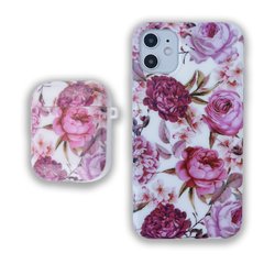 Комплект Beautiful Flowers для iPhone 12 + Чехол для AirPods 1|2 Пионы