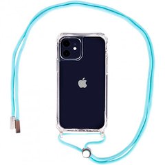 Чохол Crossbody Transparent на шнурку для iPhone 12 MINI Sea Blue купити