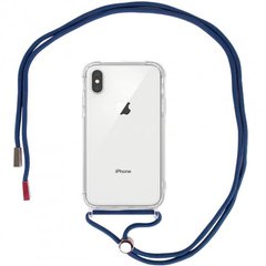 Чехол Crossbody Transparent со шнурком для iPhone XS MAX Blue купить