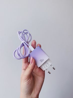 СЗУ XO CE18 30W (1 Type-C)+With Cable Type-C to Lightning Purple - ash-mobile.com.ua - фото 2