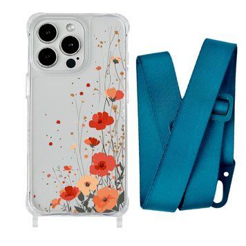 Чохол прозорий з ремінцем Print Flower для iPhone 11 PRO MAX Autumn Blossom/Forest Green - ash-mobile.com.ua - фото 1