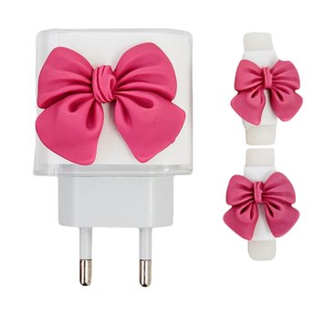 Защитный чехол для блока ЗУ + Клипса + Пружинка для кабеля Gift Electrik Pink - ash-mobile.com.ua - фото 1