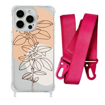Чохол прозорий з ремінцем Print Leaves для iPhone 7 Plus | 8 Plus Flowerpot/Rose Red - ash-mobile.com.ua - фото 1