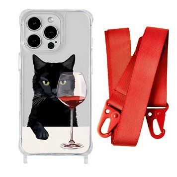 Чехол прозрачный с ремешком Print Mood swings для iPhone 7 | 8 | SE 2 | SE 3 Cat Wine/Red - ash-mobile.com.ua - фото 1