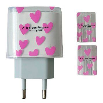 Захисний чохол для блоку ЗП + Кліпса + Пружинка для кабелю Many Pink Hearts - ash-mobile.com.ua - фото 1