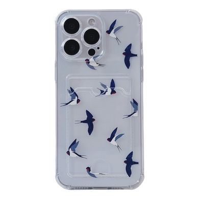 Чехол прозрачный с карманом ASH PRINT для iPhone 12 MINI Swallows - ash-mobile.com.ua - фото 1