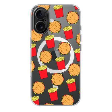 Чохол прозорий Print FOOD with MagSafe для iPhone 17 Burger and French fries