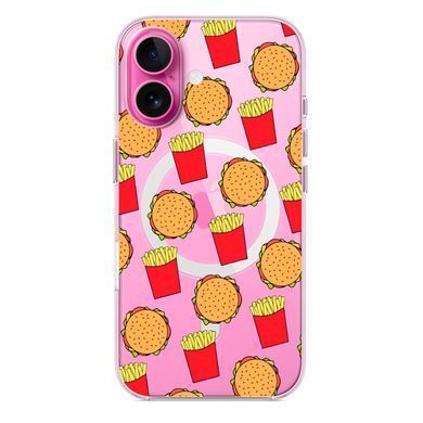Чохол прозорий Print FOOD with MagSafe для iPhone 17 Burger and French fries