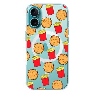 Чохол прозорий Print FOOD with MagSafe для iPhone 17 Burger and French fries