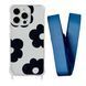 Чехол прозрачный с ремешком Print Flower Color для iPhone 14 PRO Black/Blue Cobalt