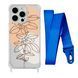 Чехол прозрачный с ремешком Print Leaves для iPhone 13 PRO MAX Flowerpot/Blue