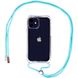 Чехол Crossbody Transparent со шнурком для iPhone 12 MINI Sea Blue купить