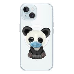 Чохол прозорий Print Animals with MagSafe для iPhone 15 Plus Panda