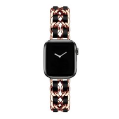 Ремінець Chanel Leather для Apple Watch 42mm | 44mm | 45mm | 49mm Rose Gold/Black