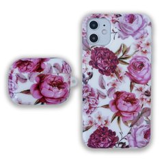 Комплект Beautiful Flowers для iPhone 12 + Чехол для AirPods PRO Пионы