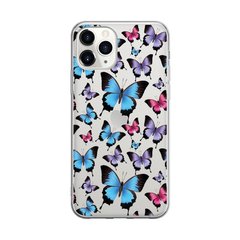 Чехол прозрачный Print Butterfly для iPhone 11 PRO Blue/Pink купить