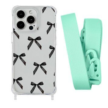 Чехол прозрачный с ремешком Print Mood swings для iPhone 15 Plus Bow Black/Avocado - ash-mobile.com.ua - фото 1