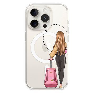 Чохол прозорий Print Adventure Girls with MagSafe для iPhone 11 PRO Pink Bag - ash-mobile.com.ua - фото 1