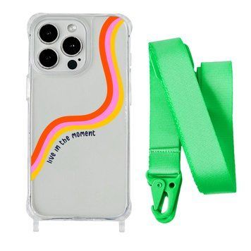 Чохол прозорий з ремінцем Print Mood swings для iPhone X | XS Live in the moment/Lime Green - ash-mobile.com.ua - фото 1