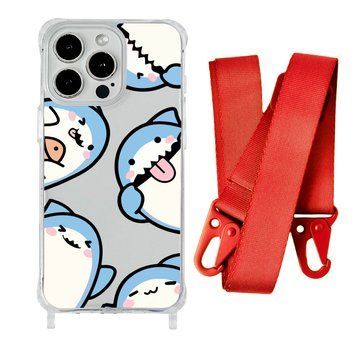 Чохол прозорий з ремінцем Print Shark для iPhone X | XS Shark More/Red - ash-mobile.com.ua - фото 1