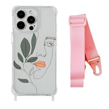 Чохол прозорий з ремінцем Print Leaves для iPhone 7 Plus | 8 Plus Face/Pink - ash-mobile.com.ua - фото 1