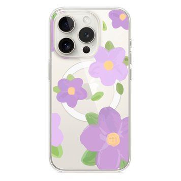 Чохол прозорий Print Flower Color with MagSafe для iPhone 13 PRO MAX Purple - ash-mobile.com.ua - фото 1