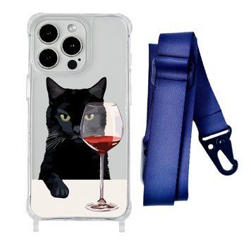 Чехол прозрачный с ремешком Print Mood swings для iPhone 17 Cat Wine/Midnight Blue