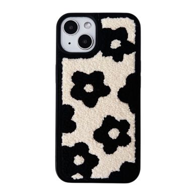 Чехол Plush Case для iPhone 13 Flower Biege/Black
