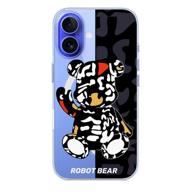 Чехол прозрачный Print Robot Bear with MagSafe для iPhone 16 Black - ash-mobile.com.ua - фото 5