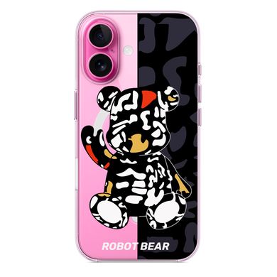 Чехол прозрачный Print Robot Bear with MagSafe для iPhone 16 Black - ash-mobile.com.ua - фото 3