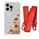 Чохол прозорий з ремінцем Print Flower для iPhone X | XS Autumn Blossom/Red
