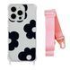 Чехол прозрачный с ремешком Print Flower Color для iPhone X | XS Black/Pink