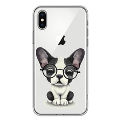 Чохол прозорий Print Dogs для iPhone X | XS Glasses Bulldog Black купити