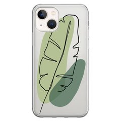 Чехол прозрачный Print Leaves для iPhone 13 Green