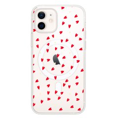 Чехол прозрачный Print Love Kiss with MagSafe для iPhone 12 MINI More Hearts купить