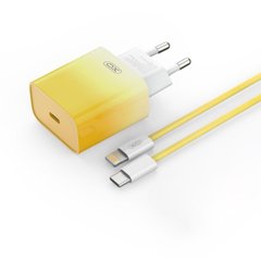 МЗП XO CE18 30W (1 Type-C)+With Cable Type-C to Lightning Yellow - ash-mobile.com.ua - фото 1